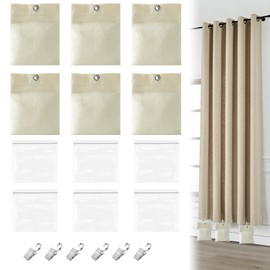 BEELUKY 6 Pack Outdoor Vorhang Sandsack Schwerlast Drapery Gewichte Vorhang Vorhangboden Sandsack mit 6 Metall-Clips für Stabilisierung von Vorhängen, Tischdecken Flaggen