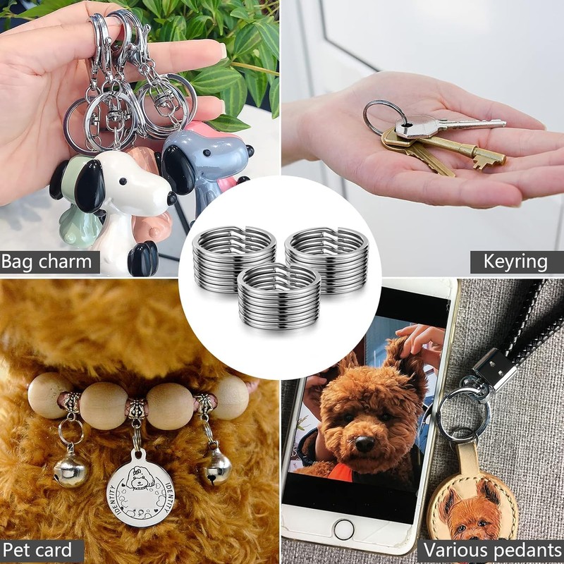 [caak] Stainless Steel Flat Key Ring Holder Double Ring Lightweight