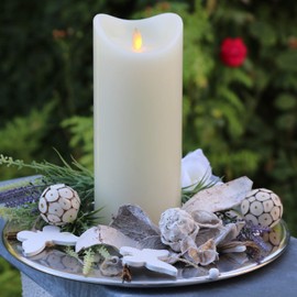 Tronje Tronje 23cm LED Kerze mit Timer u. Fernbedienung - Leuchtdauer 1000 Std. Echtwachskerze mit beweglicher Flamme , Wachs, Kunststoff, Creme-Wei?