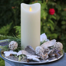 Tronje Tronje 23cm LED Kerze mit Timer u. Fernbedienung - Leuchtdauer 1000 Std. Echtwachskerze mit beweglicher Flamme , Wachs, Kunststoff, Creme-Wei?