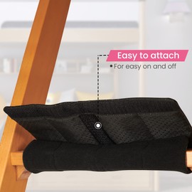 Hudson Comfort Bunk Bed Ladder Pads - Soft Brushed Fabric for Foot Comfort with Anti Slip Dots on Bottom - Strong Hook and Loop and Adjustable Straps for a Tight Wrap - 10x10 Inch (Set of 4) (Black)