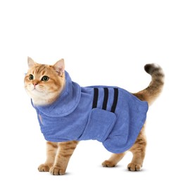 Nobleza Microfibre Dog Bathrobe with Closure, Super Absorbent and Quick Drying, Bathrobe for All Cats and Dogs, Five Sizes, Soft Dog Towel (XS Blue)