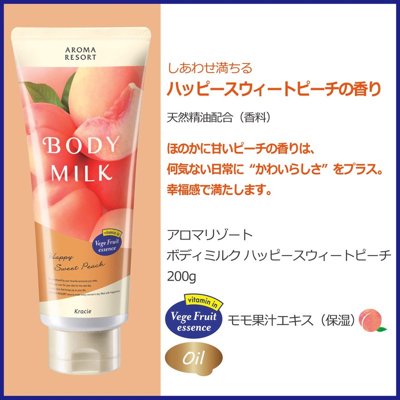 Aroma Resort Body Milk Happy Sweet Peach 7.1 oz (200