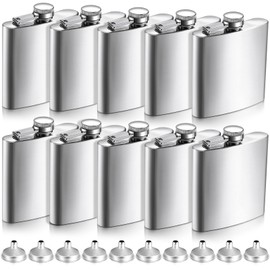 Honeydak 10 Pcs 6 oz Hip Flask for Liquor Stainless Steel Liquor Flask for Men Women with Leak Proof Funnels, Wine Glass for Wedding Party Groomsman Bridesmaid Camping Birthdays Gift