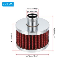 PATIKIL 22 mm Air Filter,2 Pcs Motor Cone Cold Clean Air Intake Filter, Vent Breather Valve Cover Breather Filter for Motorcycle Car Red