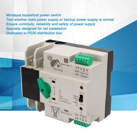 Hoopoocolor Dual Power Automatic Transfer Switch, 2P Millisecond Switching, Fast Controller, PV Type, Flame Retardant Automatic Transfer Switch, Silver Contacts Improve Conductivity(80A)