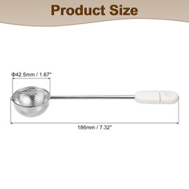 sourcing map 1 Pcs Tea Infuser Filter, Loose Tea Steeper, Stainless Steel Tea Strainer, Tea Ball with Handle for Brew Loose Leaf Tea, White