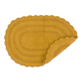 DII Crochet Collection Reversible Bath Mat, Small Oval, 17x24, Honey Gold