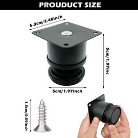 WWYSSZ Pack of 8 Furniture Feet Adjustable Black Stainless Steel Cabinet Feet Legs Round Height 5 cm Diameter 5 cm Adjustable Height 0-15 mm for Cabinet Feet, Sofa Feet, Furniture Legs, Kitchen