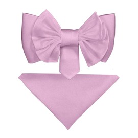 Vittorio Farina XL Solid Bow Tie & Pocket Square Set (Lavender)