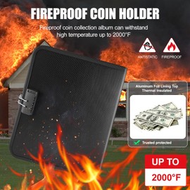 Coin Collection Book with Lock, 400 Pockets Fireproof Coin Collection Book & 36 Paper Money Organizer Binder for Coin Currency Collection Supplies,Pennies,Bill,Tokens,Badges