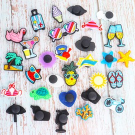 Qaziuy Pack of 30 Croc Charms, Shoe Charms Pins, Children's Croc Badge, Cartoon Shoe Charm, Summer Shoe Pin Accessories for Children, Boys, Girls, Adults, Polyvinyl Chloride