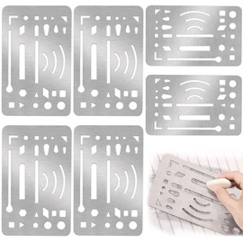 GZLCEU Pack of 6 Eraser Stencils, 27 Holes Drawing Stencils for Art Design, Engineering Design, Mechanical and Architectural Drawings (Stainless Steel)