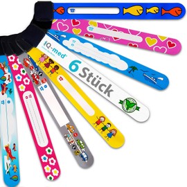 iQ-med Emergency Wristbands for Children, Set of 6, Waterproof, Writeable with Any Pen, Reusable (Boys)