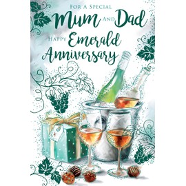 Mum & Dad On Your 55th Emerald Wine Cooler Happy Anniversary Card Lovely Verse