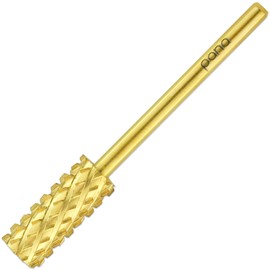 PANA Flat Top Small Barrel 3/32" Shank Size - (Gold, 4X Coarse Grit) - Fast remove Acrylic or Hard Gel Nail Drill Bit for Manicure Pedicure Salon Professional or Beginner