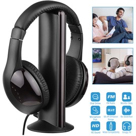 5 in 1 Hi-Fi Wireless Cordless Headphones Headset with Mic for PC/TV/Radio B5B5