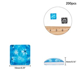 arricraft 200pcs 10mm Mosaic Printed Glass Cabochons 10mm Glass Square Flat Cabochon Beads for Crafting DIY Jewelry Making