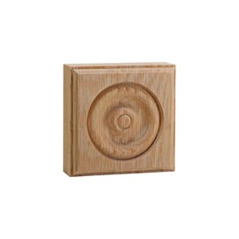 EWAP30 Rosette Casing Corner Block 1" x 3" Square Unfinished, Red Oak