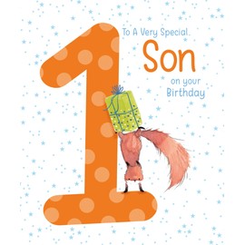 Cherry Orchard Cute Son 1st Birthday Card - Quality card with foil detailing and coloured envelope