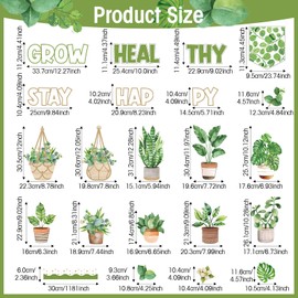 Janlaugh 56 Pcs Potted Plant Bulletin Board Set Greenery Classroom Wall Decorations Grow Healthy Stay Happy Motivational Plant Cutouts for Elementary Middle School Classroom Office Supplies