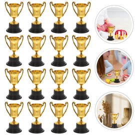 TOYANDONA Small Trophies for Children, 16 Pieces, Golden Trophy Cup, Competition Cup, Prizes, Baseball Trophy Football Trophy Mini Trophy with Base for Children, Incentive Mechanism, Trophy Toy