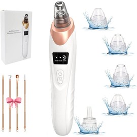 Blackhead Remover Pore Vacuum, 5 Suction Levels with 5 Probes, USB Rechargeable Acne Extractor Tool for Women, Electric Cleaner Skincare Comfort - Color: white