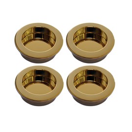 Gedotec Shell Handle Recessed | Gold Shiny | Metal Inlet Handle | Diameter 35 mm Bore | Pack of 4 | Modern Handle Shell for Inlet | Recessed Handle MA35 | Handle Shell Sliding Door | Round Handle 40