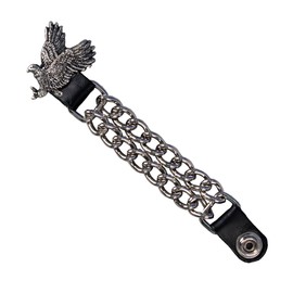 Hot Leathers VXC1004 Flying Eagle Medallion Vest Extender - Double Chrome Chains Genuine Leather 4" - 4"