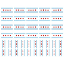 40 Removable Stickers: Chicago State Flag, Party Favors, Decals