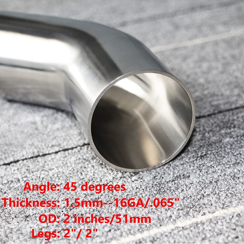 KOTVTM 2" Stainless Steel Elbow 45° Mandrel Bend Elbow -