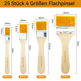 Hengxinchen Hengxinchen 25-Piece Paint Brush Set, Small Set, 1.3/2.2/2.5/5.5 cm Varnish Brush, Small Paint Brush, Flat Brush, Small Paint Brush for Varnishes, Small Art, Painting Supplies, Painting,