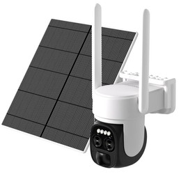 Techno Security Camera Wireless Outdoor 1PC, Solar Cameras for Home Security, Dual Lens Camera with 360°Pan & Tilt, Human Auto Tracking,2K Color Night Vision, 2-Way Talk, No Monthly Fee, Alexa Compatible