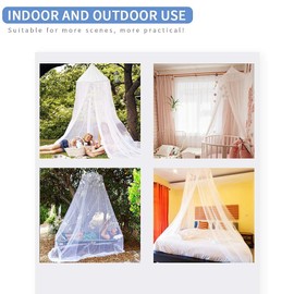 Sublaga Round Mosquito Net for Bed, Large White Bed Canopy for Girls, Hanging Bed Net, Ideal for Bedroom Decorative, Travel with Storage Bag (Round)