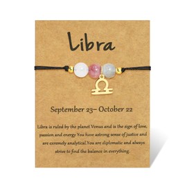 nylry Healing Crystal Zodiac Bracelets for Women Men 12 Constellation Bracelet Natural Stone Chakra Zodiac Sign Beaded Bracelets Astrology Birthday Healing Crystals Jewelry Gifts-Libra