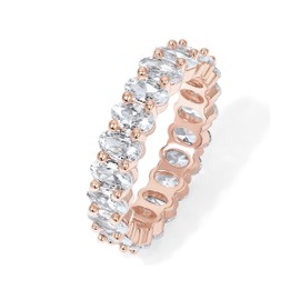 PAVOI 14K Rose Gold Plated Rings Oval Cubic Zirconia Love Ring | 5mm Stackable Rings for Women | Rose Gold Rings for Women Size 5