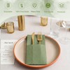 Qilery 50 Pcs Sage Green Disposable Dinner Napkins with Silverware