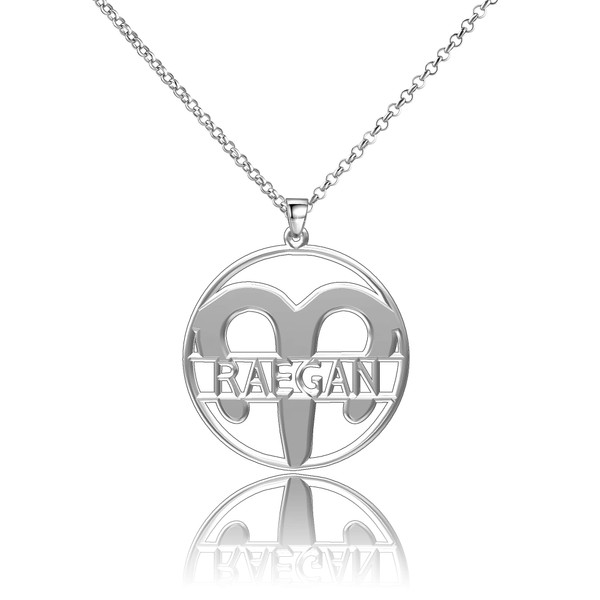 LoEnMe Jewelry Silver Plated Aries Woman Custom Made Engraved Sterling