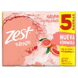 Zest Jabón de Tocador, Toronja/Albahaca, 90 gr, Paquete de 5 Piezas