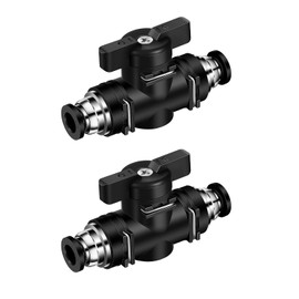 2 Pcs Push to Connect Fittings Pneumatic Ball Valve 1/4" X 1/4" (6mm) OD PVC Air Flow Control Valve Air Straight Union Quick Connect Hose Fittings