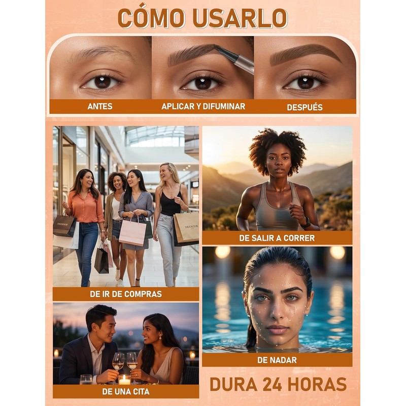 Erinde L?piz L?quido para Cejas, Resistente al Agua, #F204black Brown