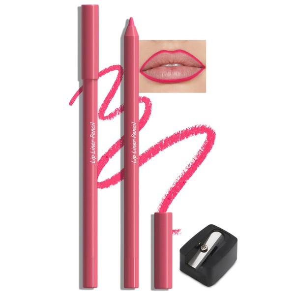 Jutqut 2 x Matte Lip Liner with Sharpener, Waterproof &