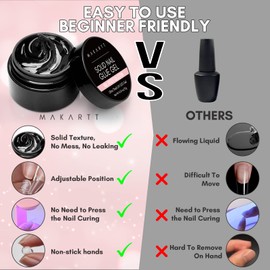 Makartt Makartt Solid Nail Glue Gel for Press On Nails- Strong Clear Acrylic Nail Tips Solid Gel Nail Glue for Fake Nails Soft Gel Nail Tips Solid Hard Gel for Nails Nail Art DIY Home 15ML UV Light Cured