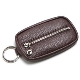 Leather Factory Various (Barrier) Key Chain with Coin Purse, Genuine Leather, Braun