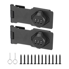 PATIKIL 4.5 Inch Cabinet Password Hasp Lock, 2 Pcs 3-Digit 180 Degree Barn Door Lock Security Combination Latch Lock for Drawers Cabinets Small Doors, Gray