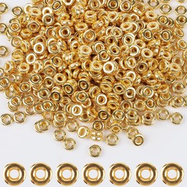1500pcs 6mm Gold Flat Round Spacer Loose Beads for DIY Bracelet Necklace Earring Craft Jewelry Making