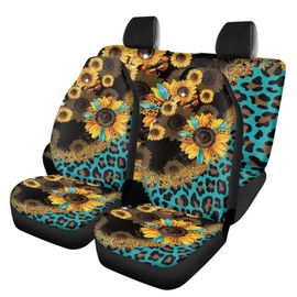WUYOJUXA Boho Cars Seat Covers for Women Men Sunflower Print Car Interior Accessories Auto Front Rear Seat Protector Set Non-Slip Fit for Sedan Suvs Car