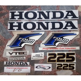 411 Decals Aftermarket Replacement for Honda 225 Four Stroke Blue Outboard Decal (Sticker) Set