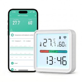 eMylo WiFi Thermometer Hygrometer, Smart Temperature Humidity Sensor with App Alerts Data Export, Alexa Compatible, LED Backlit Display, Indoor Monitor for Home Baby Room Greenhouse Wine Cellar