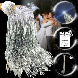 VEEKAY Pack of 30 Light Duster Wedding Walls with LED, Illuminated Wedding Sticks, LED Ribbon, Bell, Blessing Card, Magic Wands Wedding Streamers, Party Favours for Weddings, Birthdays